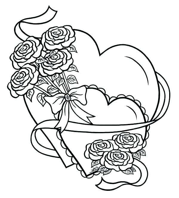 600x663 Skulls And Roses Coloring Pages Heart And Roses Coloring Pages