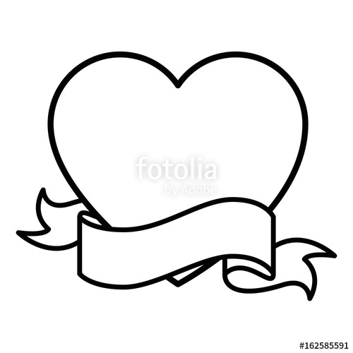 500x500 Heart With Decorative Ribbon Icon Over White Background Vector