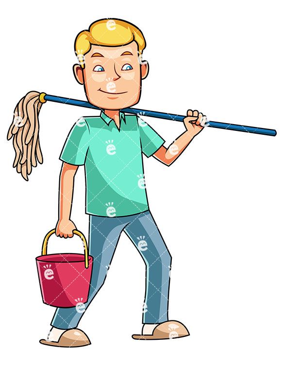 585x755 A Man Getting Ready To Mop The Floors In Clipart Of Men