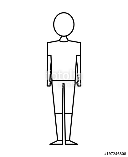 409x500 Back View Of Man Standing Character Vector Illustration Outline