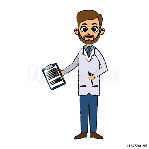 500x500 Drawing Portrait Doctor Man Character Standing