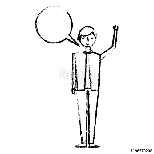 500x500 Young Man Standing With Speech Bubble Vector Illustration Drawing
