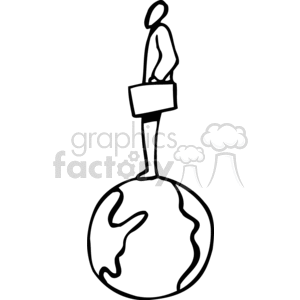 300x300 Black And White Man Standing On Top Of The World Clipart Royalty