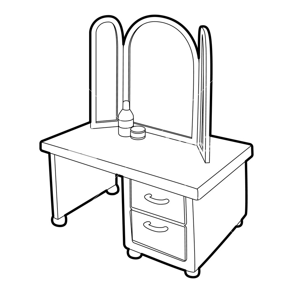 1000x1000 Dressing Table With A Mirror Icon Isometric Illustration