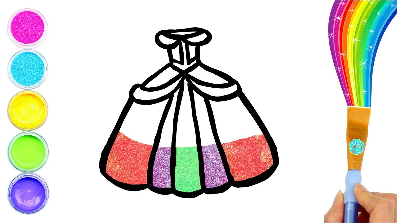 1280x720 Glitter Princess Dress Purse Shoe Coloring And Drawing For Kids