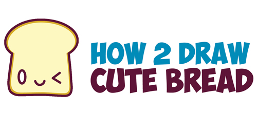 500x253 How To Draw Cute Kawaii Bread Slice With Face On It