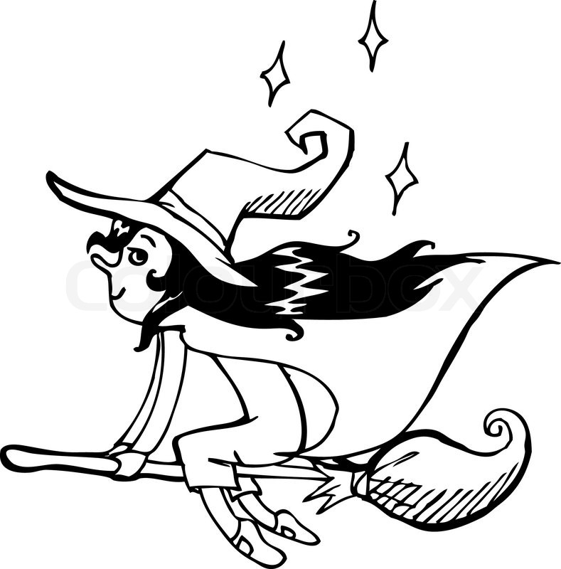 789x800 Vector Illustration Witch Flying On A Stock Vector Colourbox