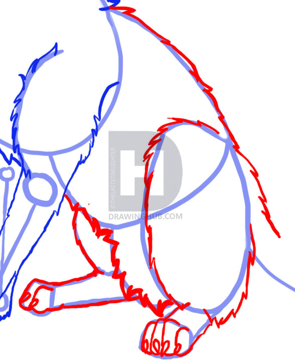 588x719 How To Draw A Wolf Sitting, Step