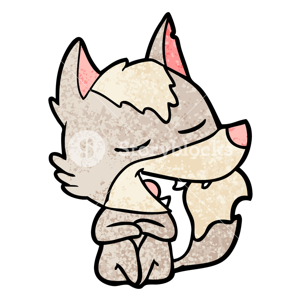 1000x1000 Cartoon Wolf Sitting Laughing Royalty Free Stock Image