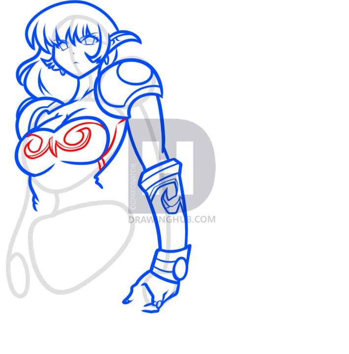 710x720 How To Draw An Anime Warrior, Step