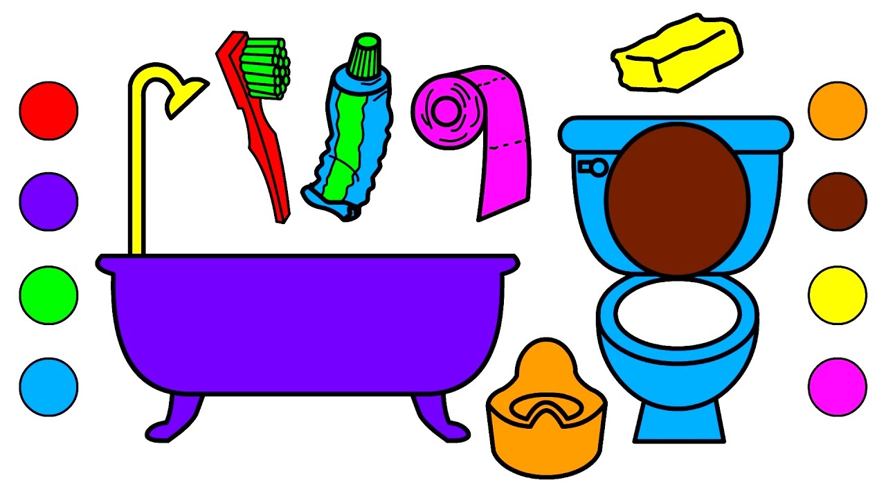 1280x720 Learn Colors With Bathroom Tools Coloring Pages For Kids