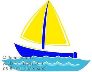 300x235 Clip Art Image Of Cartoon Boat On Water