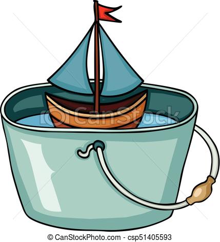 429x470 little boat in bucket full of water scalable vectorial image