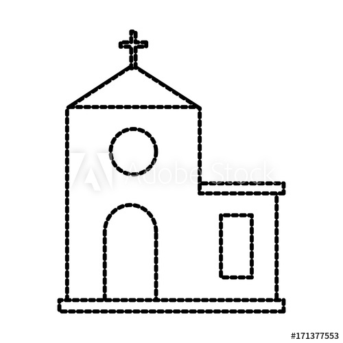 500x500 Church Building Cartoon Christmas Celebration Vector Illustration