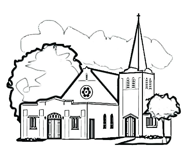 600x479 Building Coloring Pages For Adults Free Printable Church Sheets