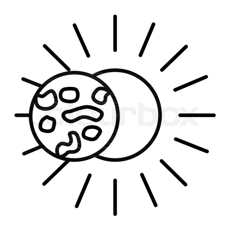 800x800 Solar Eclipse Thin Line Icon Total Stock Vector Colourbox
