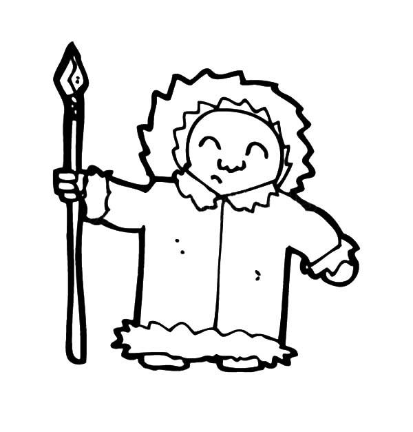 600x627 eskimo girl bring sharp spear coloring pages
