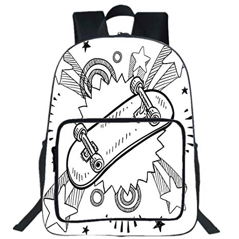 466x466 Casual Backpack,doodle,sketch Of A Skateboard