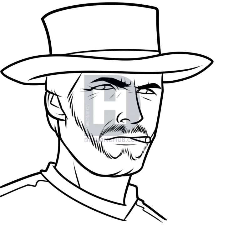 729x720 drawing clint eastwood, step