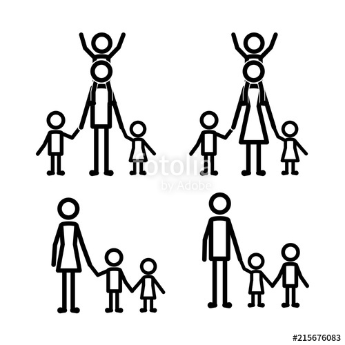 500x500 Family Members Set Lines Figures Vector Illustration Design Stock