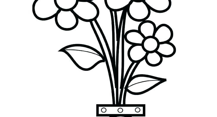 728x393 Simple Flower Vase Coloring Pages