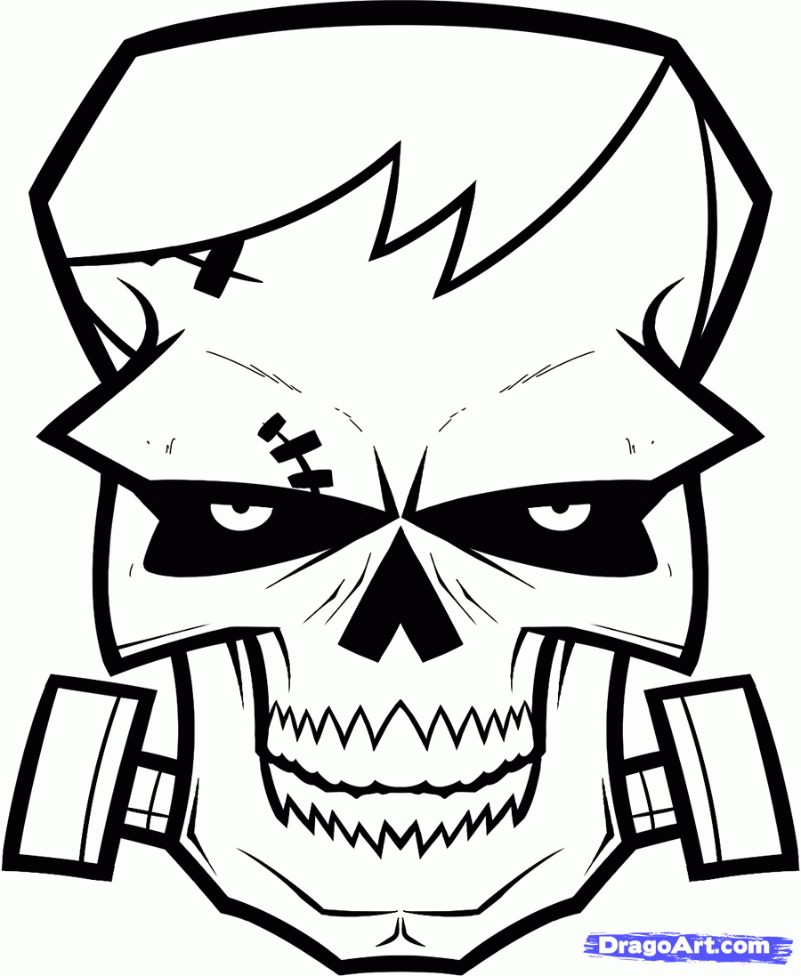 900x1097 Step How To Draw A Frankenstein Skull