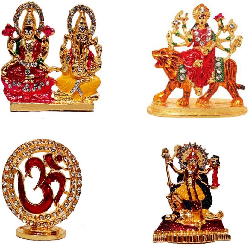 832x829 fabzone combo of gold plated god laxmi ganesh, maa durga, om