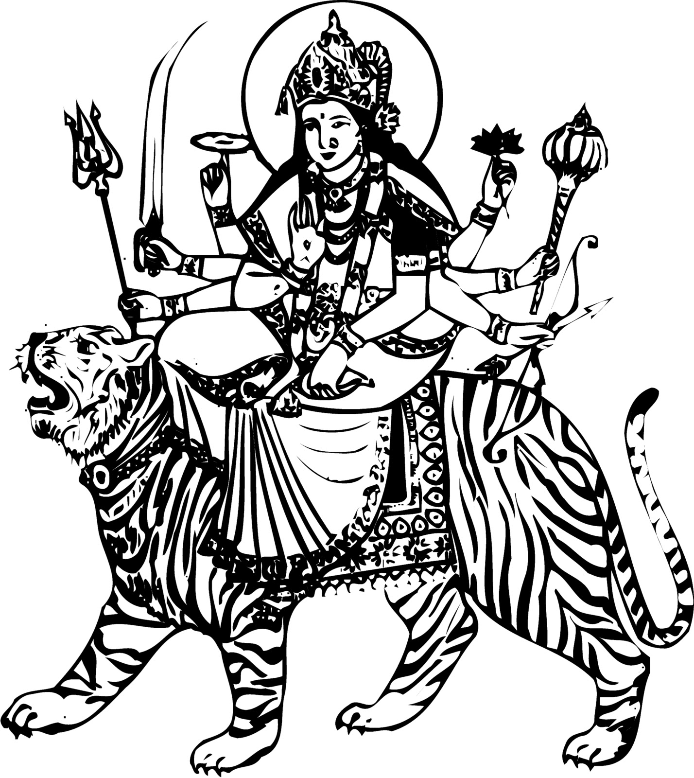 Drawing Of Goddess Durga | Free download on ClipArtMag