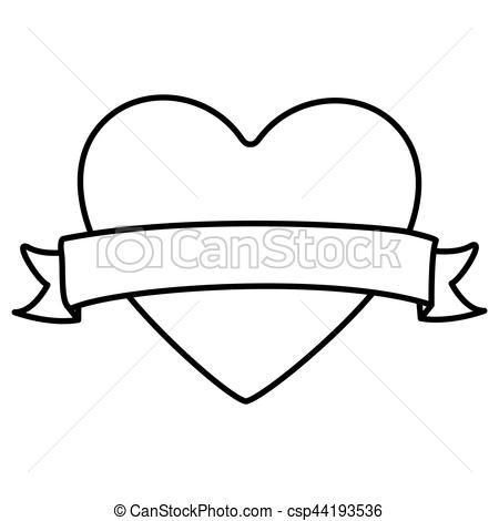 450x470 Monochrome Contour Of Heart Shape With Label Vector Vectors