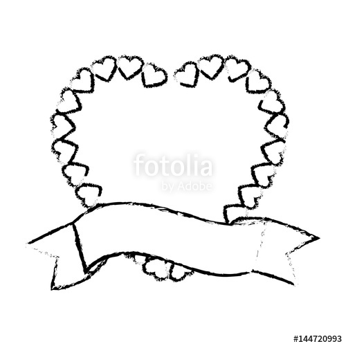 500x500 Heart Label Ribbon Decorative Sketch Vector Illustration