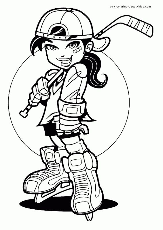 566x800 Tomboyish Girl Becomes Lovely Ice Hockey Player Coloring Pages