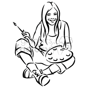 300x300 Black And White Young Girl Laughing Holding A Paint Brush