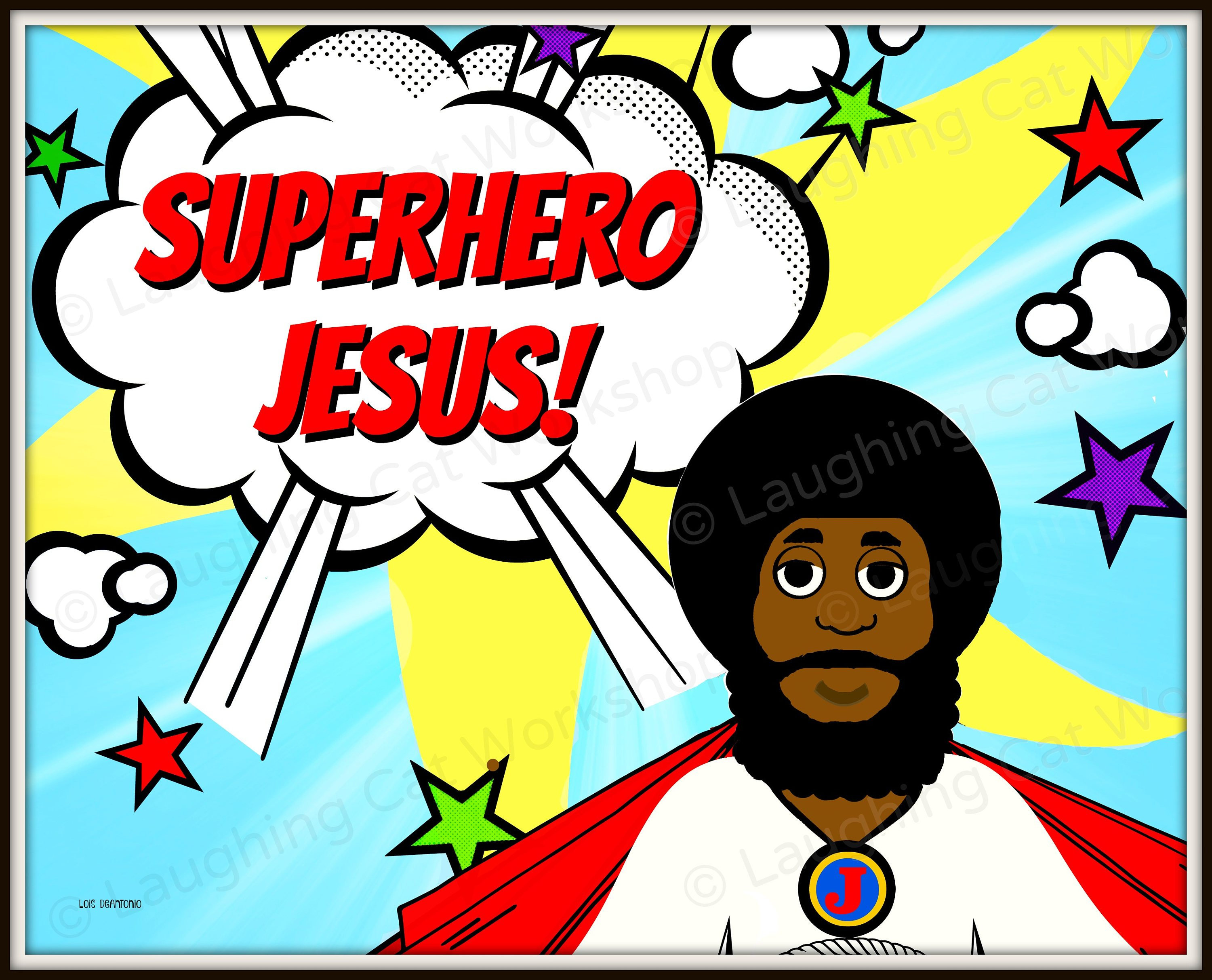3000x2425 Funny Black Jesus Poster Children Superhero Kid Comic Etsy