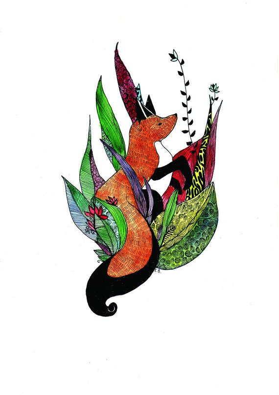 570x806 Illustration Poster To Download The Fox Of The Jungle Etsy