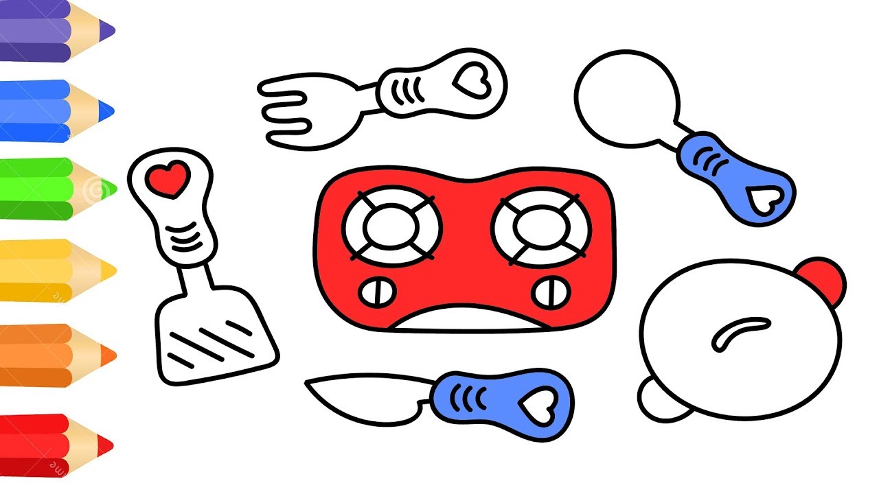 1280x720 How To Draw Kitchen Set Toy W Coloring Pages For Kids Art Colour