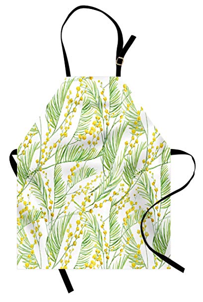 409x606 ambesonne yellow flower apron, delicate spring mimosa