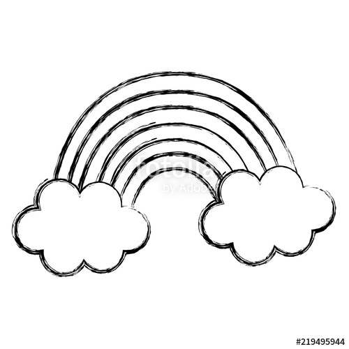 500x500 Grunge Nature Beauty Rainbow And Fluffy Clouds Stock Image