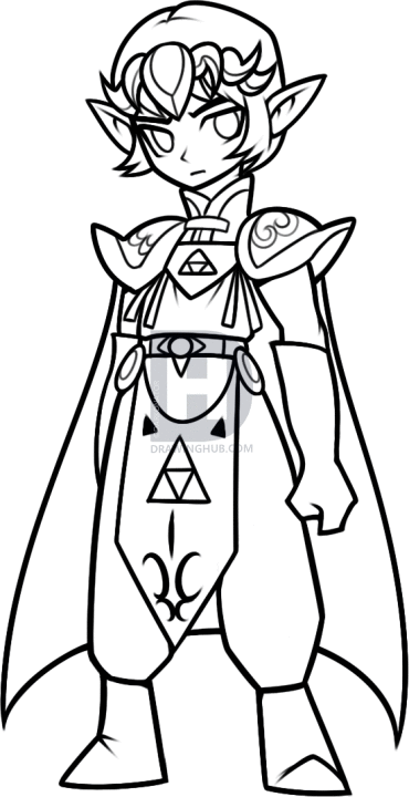 370x720 How To Draw Prince Zelda, Step