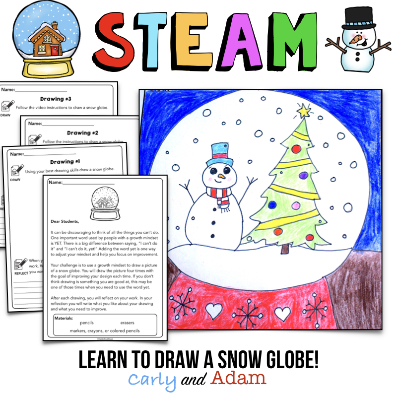 800x800 Snow Globe Directed Drawing Growth Mindset Steam Activity Carly