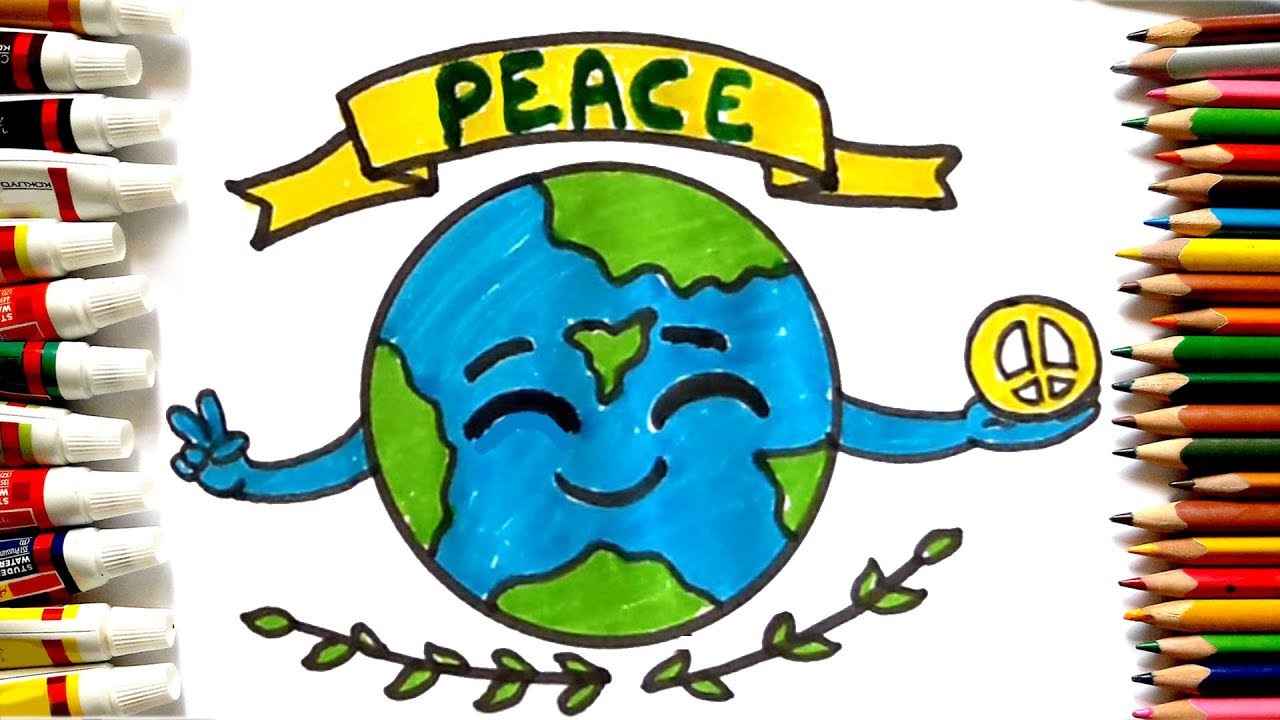 1280x720 How To Draw Peace Day Poster Cute Earth Drawing