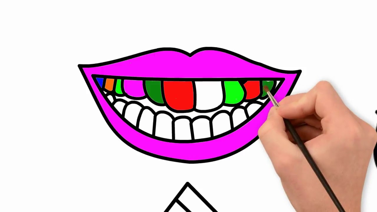1280x720 How To Draw Teeth, Lips, Tooth Paste, Brush Drawing Videos Fir