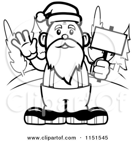 450x470 Cartoon Clipart Of A Black And White Santa Waving And Holding