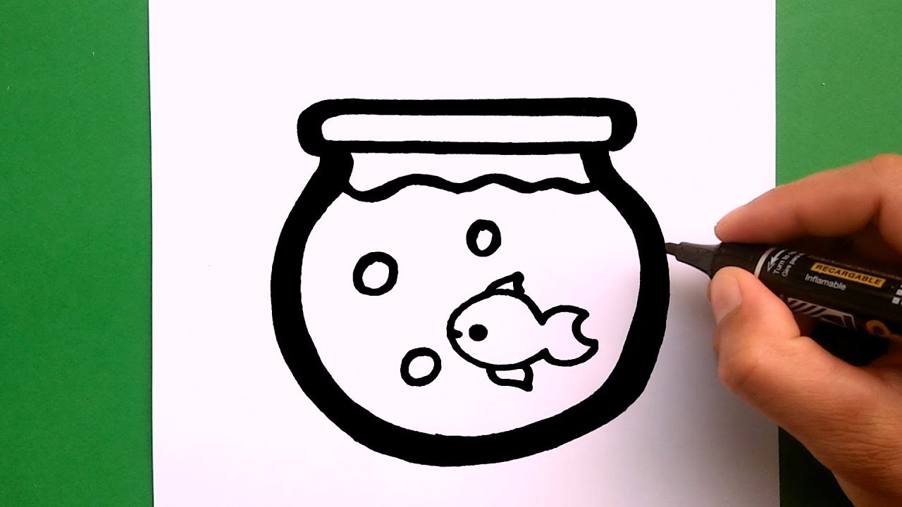 1280x720 How To Draw A Cute Fish Bowl Simple Easy, Draw Cute Things