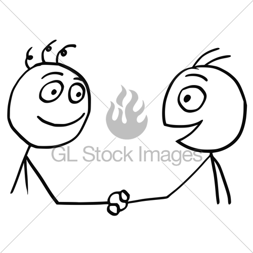 500x500 Vector Cartoon Of Two Men Shaking Their Hands Gl Stock Images