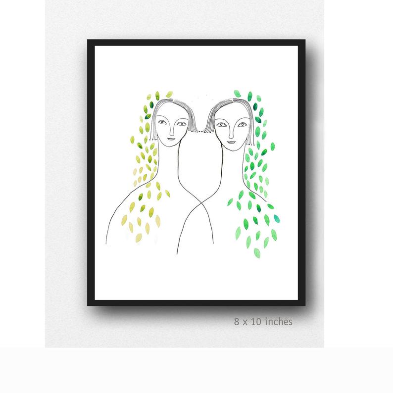 794x794 Personalised Gift Sister Art Print Watercolor Fine Art Etsy