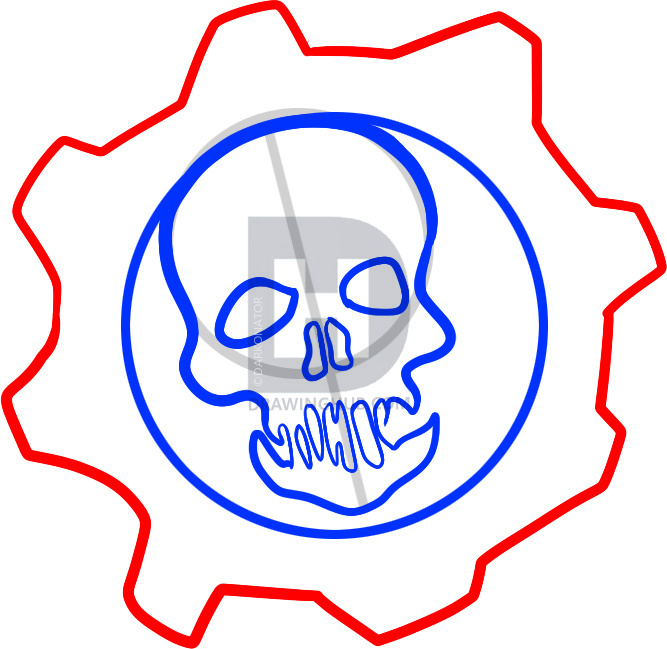 667x649 How To Draw Gears Of War, Gears Of War, Step