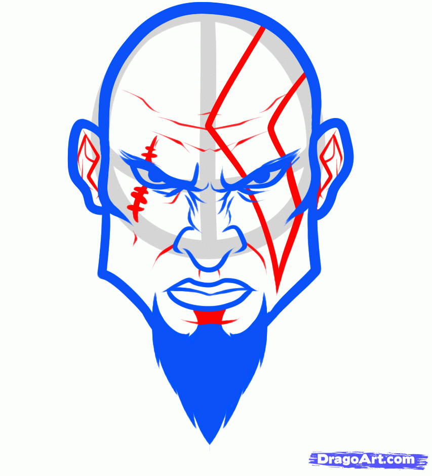 853x940 Draw Kratos Easy, Step