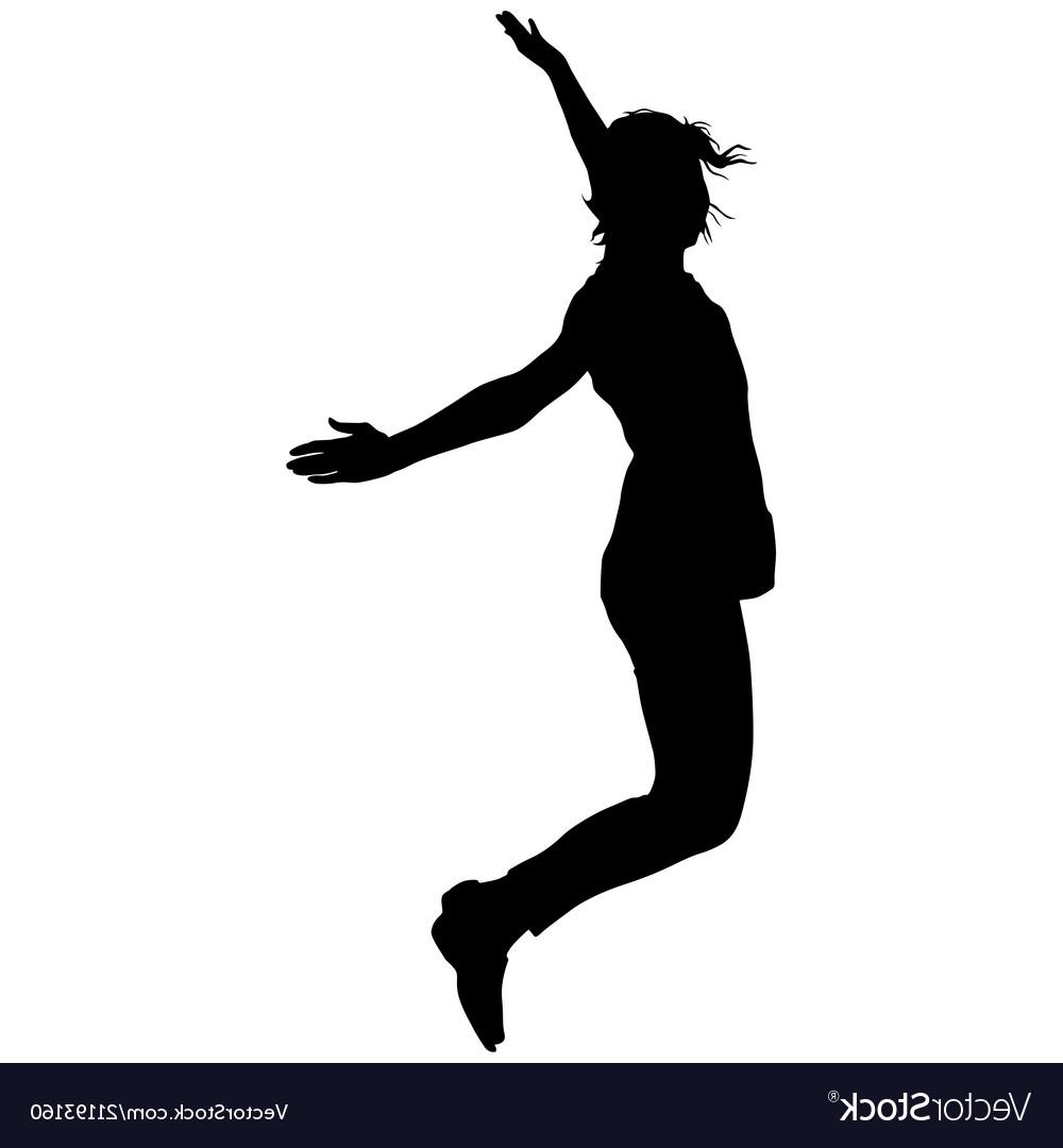 1000x1080 Top Silhouette Young Girl Jumping With Hands Up Vector Drawing