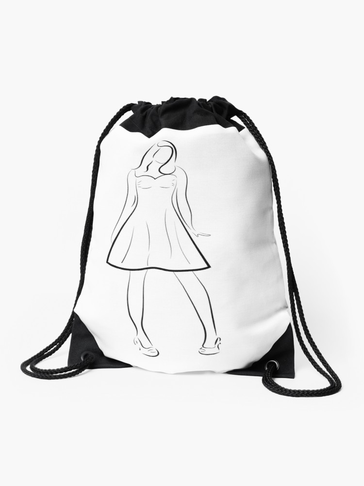 750x1000 Drawing Thin, Curved Lines, Girl, Young Woman Drawstring Bag