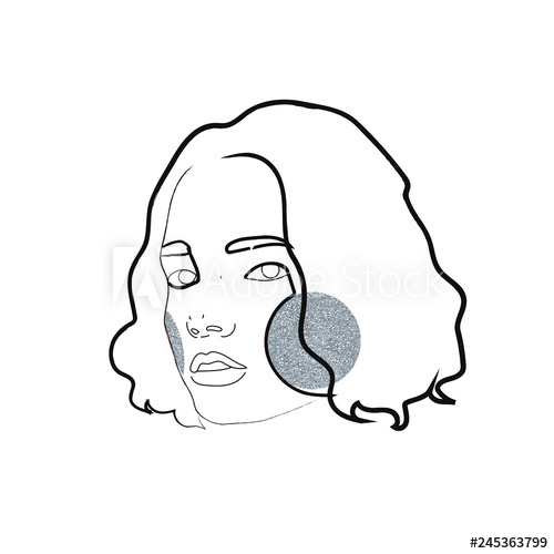 500x500 Woman,singe Line, Abstract Sketch, Isolated Vector Hand Drawn